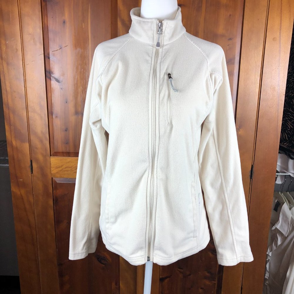 Black Diamond Cream Full Zip Front Fleece Jacket Outdoor Comfy Hiking Camping